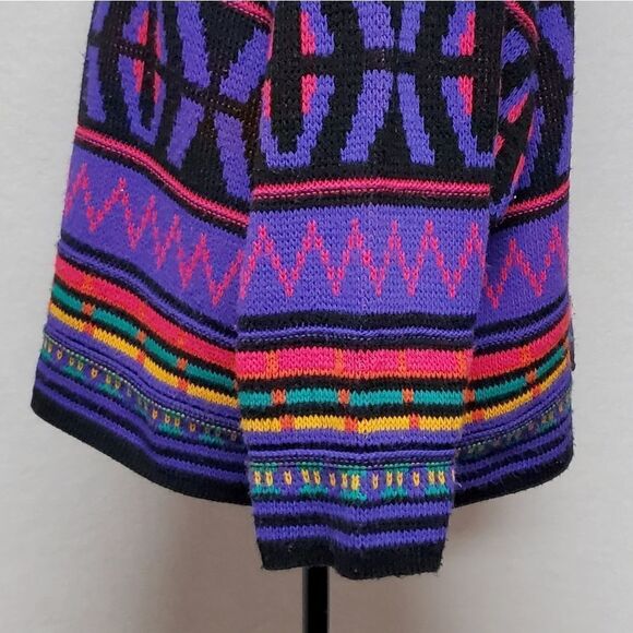 Vintage 1980s Jordache Neon Retro Bodacious Crewneck Boxy Colorblock Sweater 22W - Picture 7 of 12